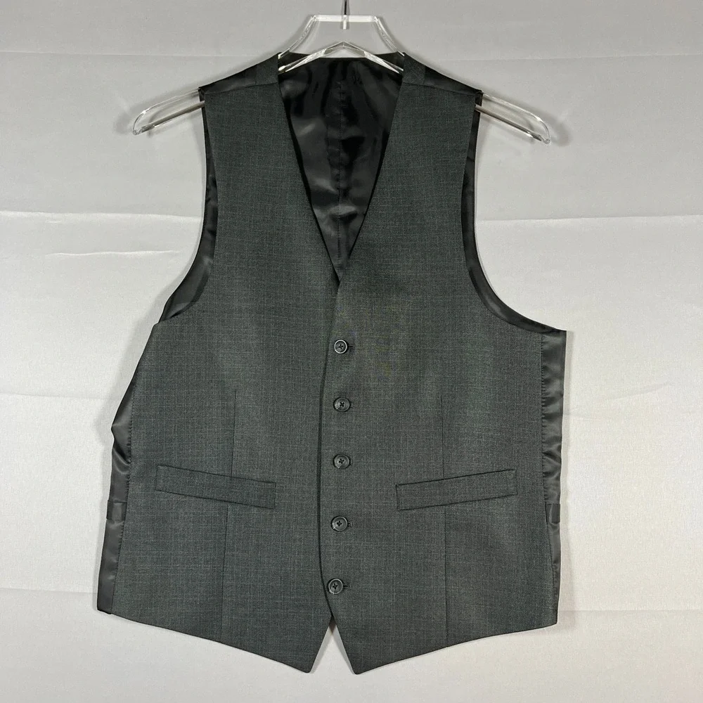 Kenneth Cole Reaction Waistcoat Mens Small Gray Double Vented Fully Lined Formal